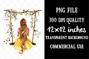 Watercolor Modern Rapunzel Clipart, an Illustration by Designking (Thumbnail 5 of 5)