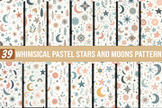Whimsical Pastel Stars and Moons, an Illustration by DreamCafeArt (Thumbnail 1 of 5)