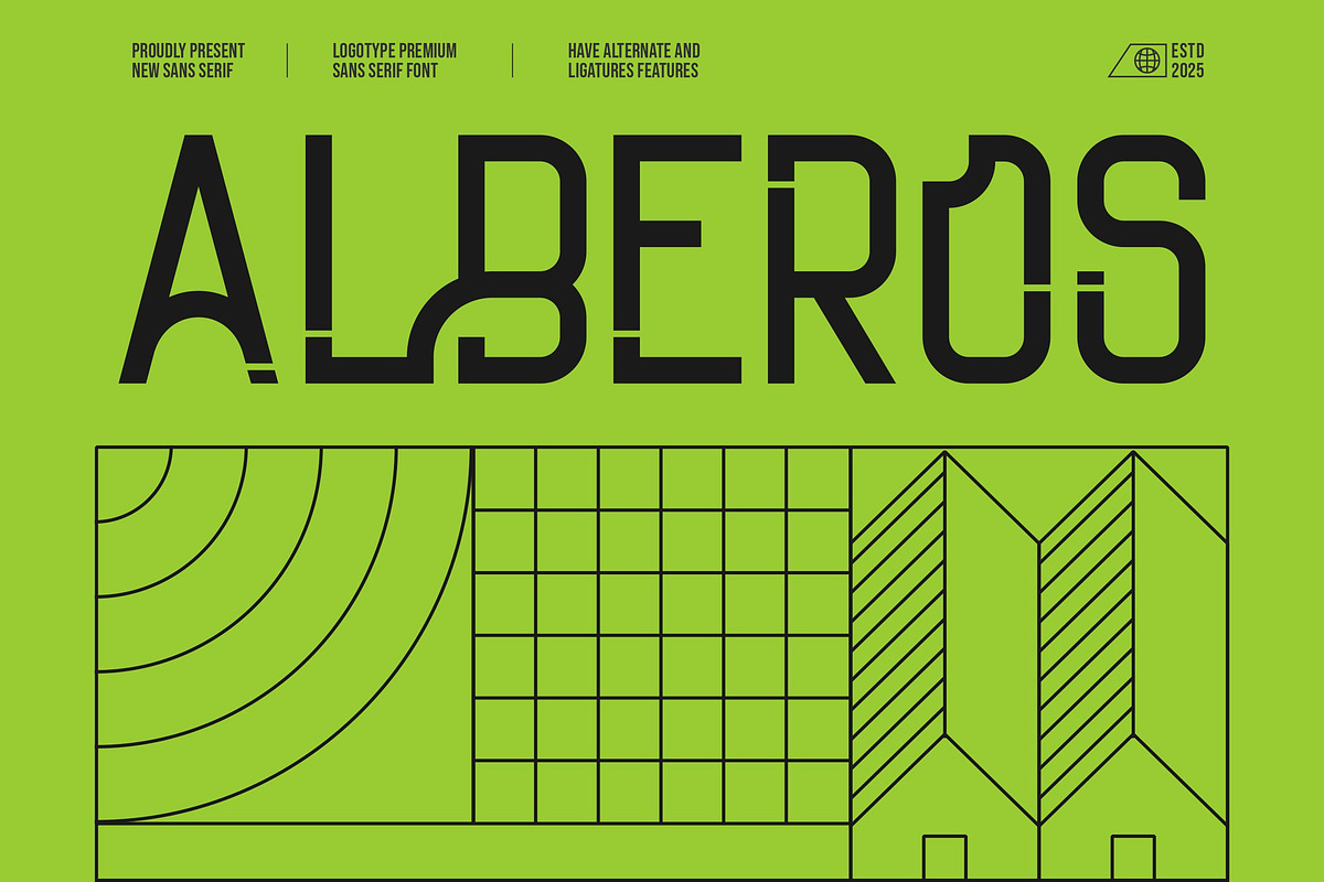 Alberos || Modern Futuristic Sans Se, a Sans Serif Font by Ermedia Studio (Photo 1 of 10)