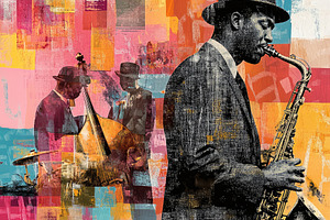 woman musician. Retro collage, a Photo by Pictures for you!!!!!!!!!