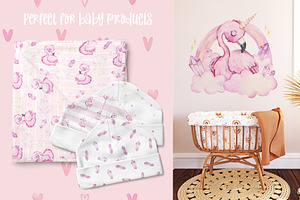 Sweet Flamingo Watercolor Collection