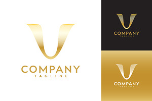 Elegant golden letter V design logo, a Branding & Logo Template by Saba Vector
