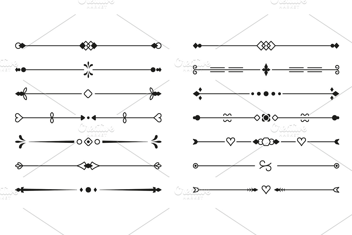 Vintage Line Dividers Set, an Illustration by Vector Creator