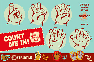 Count me in! Five vector hands 1-5