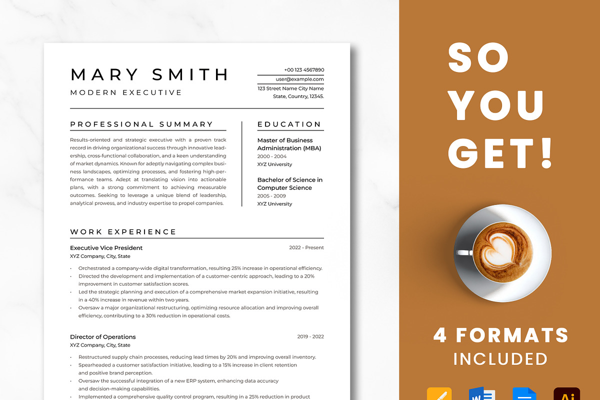 Modern Executive Resume Template, a Resume Template by ResumeInventor (Photo 8 of 9)