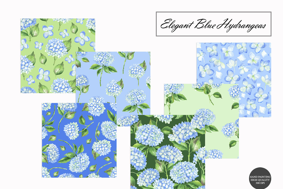 Hydrangea Watercolor Seamles Pattern, an Illustration by OlDm_Shop (Photo 2 of 9)