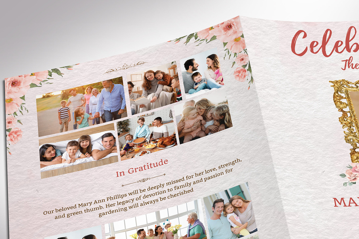 Pink Tabloid Funeral Program Templat, a Brochure Template by Four C Graphic (Photo 6 of 8)