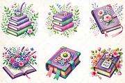 Spring Books Clipart, Purple Books P, an Illustration by DreamCafeArt (Thumbnail 2 of 5)