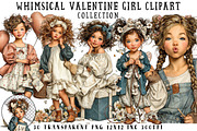 Whimsical Valentine Girl Clipart, an Illustration by OK Design (Thumbnail 1 of 6)