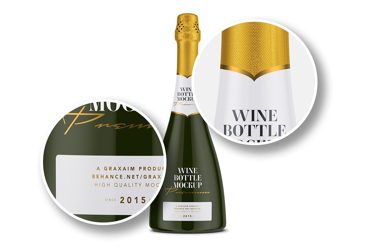 Champagne Green Bottle Mockup, a Packaging Mockup by Graxaim Mock-up (Photo 6 of 7)