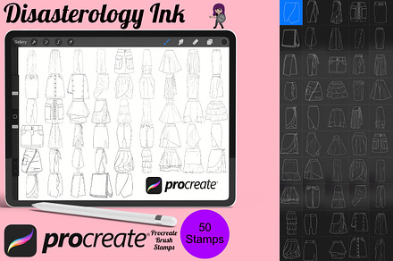 Skirts Clothing Set 1 Procreate, a Brush Add-On by Disasterology Ink