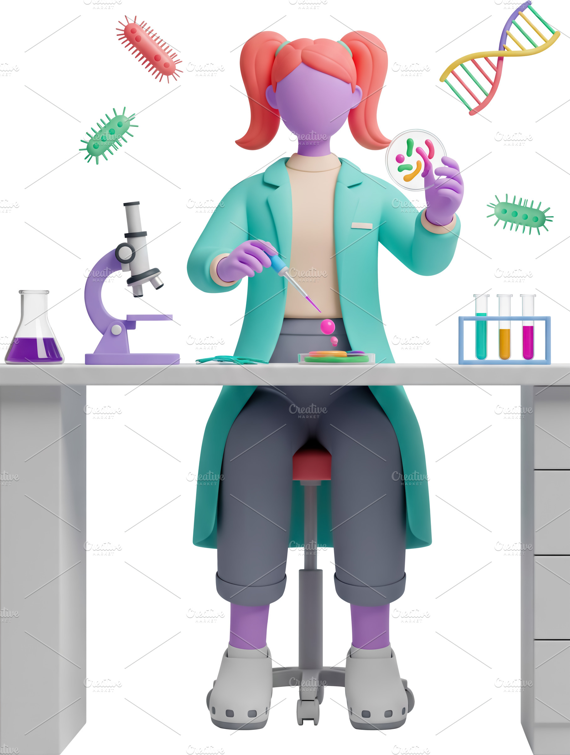 Female scientist in laboratory with, a Health & Medical Photo by angellodeco
