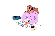 People study at desk set, an Education Illustration by PaperTrident (Thumbnail 6 of 19)