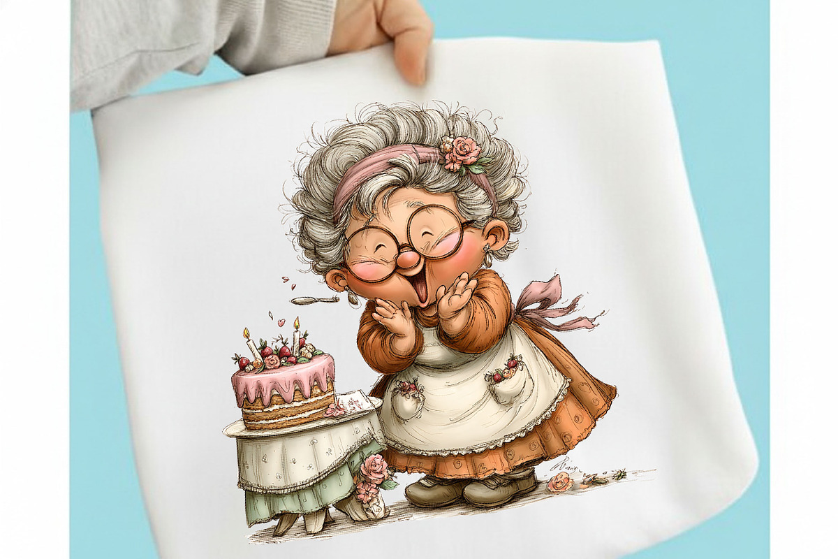 Whimsical Birthday Grandma Clipart, a Seasonal Illustration by designcity5 (Photo 3 of 5)