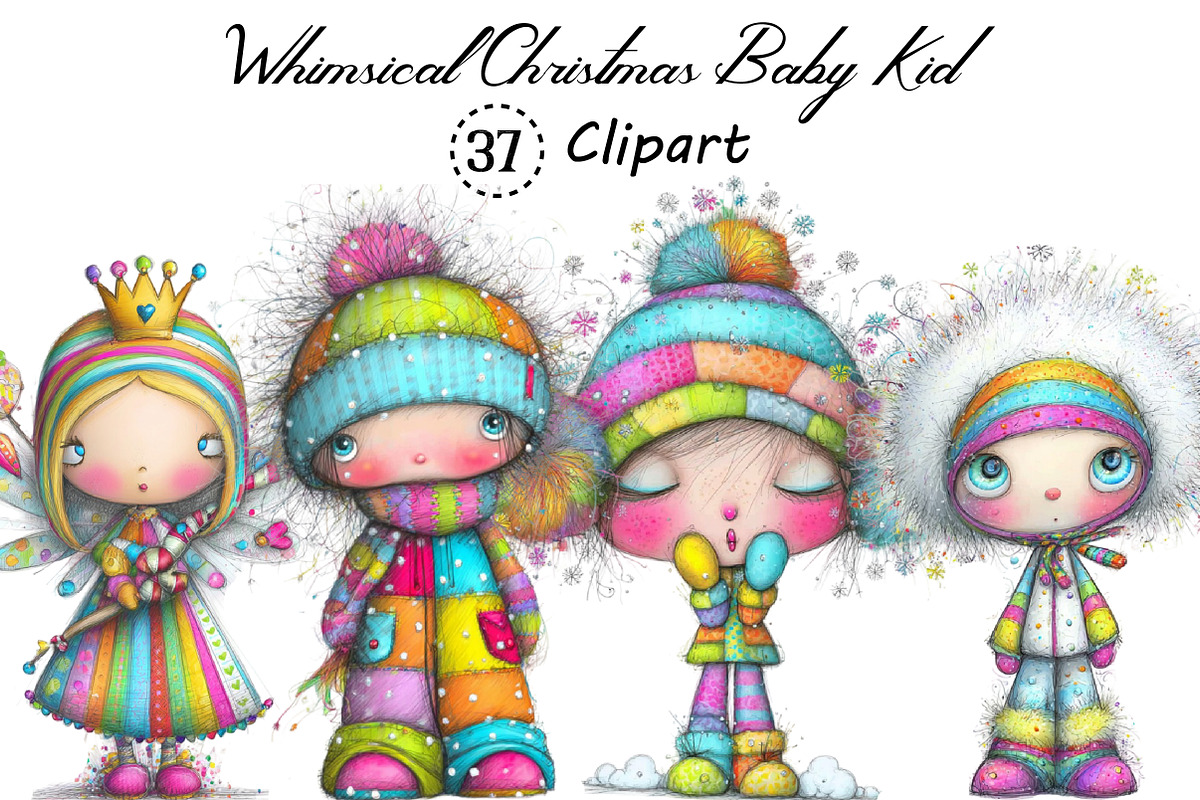 Whimsical Christmas Baby Kid Clipart, an Illustration by Creative Art (Photo 1 of 11)