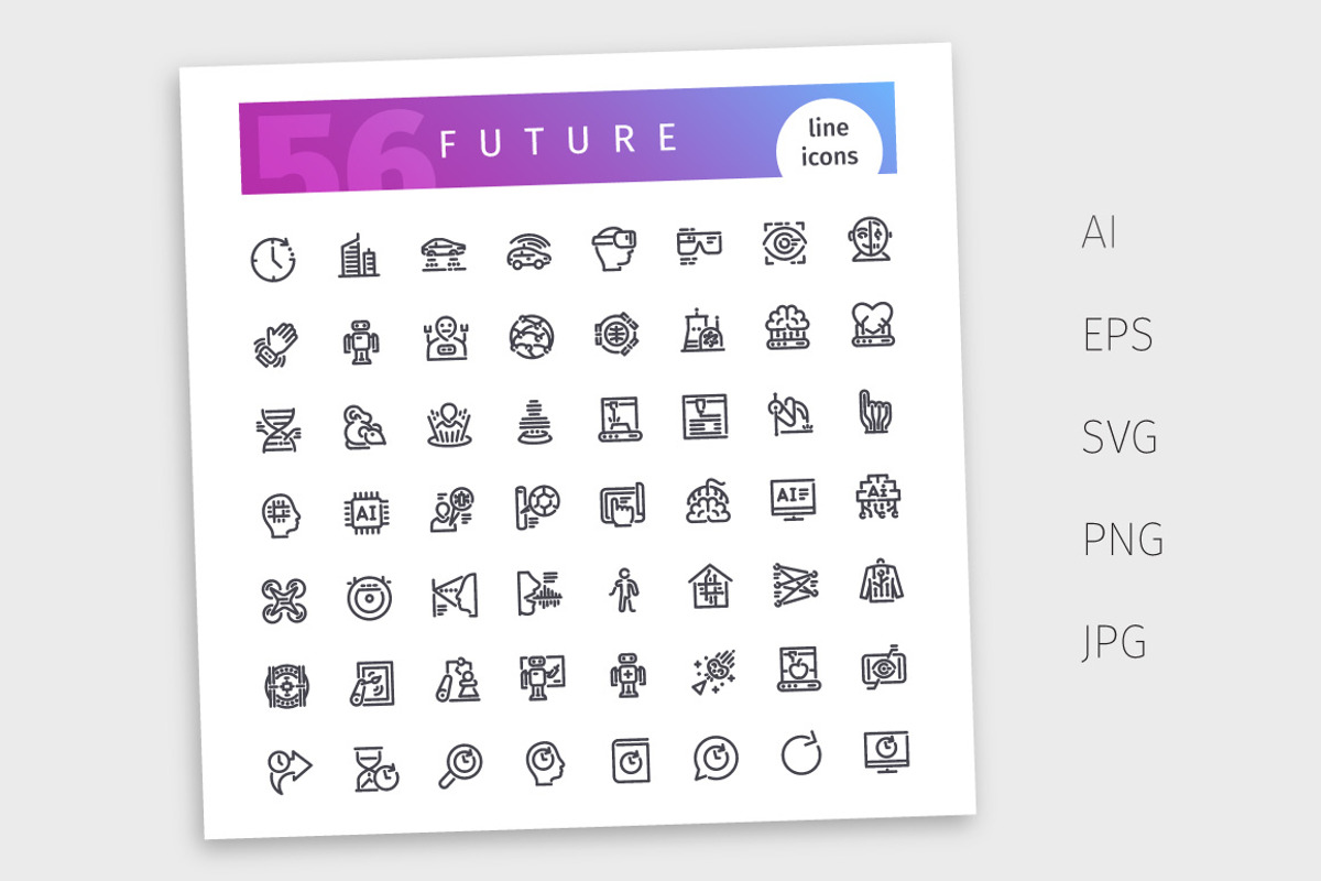 Future Line Icons Set, an Outline Icon by Voysla's Shop (Photo 4 of 4)