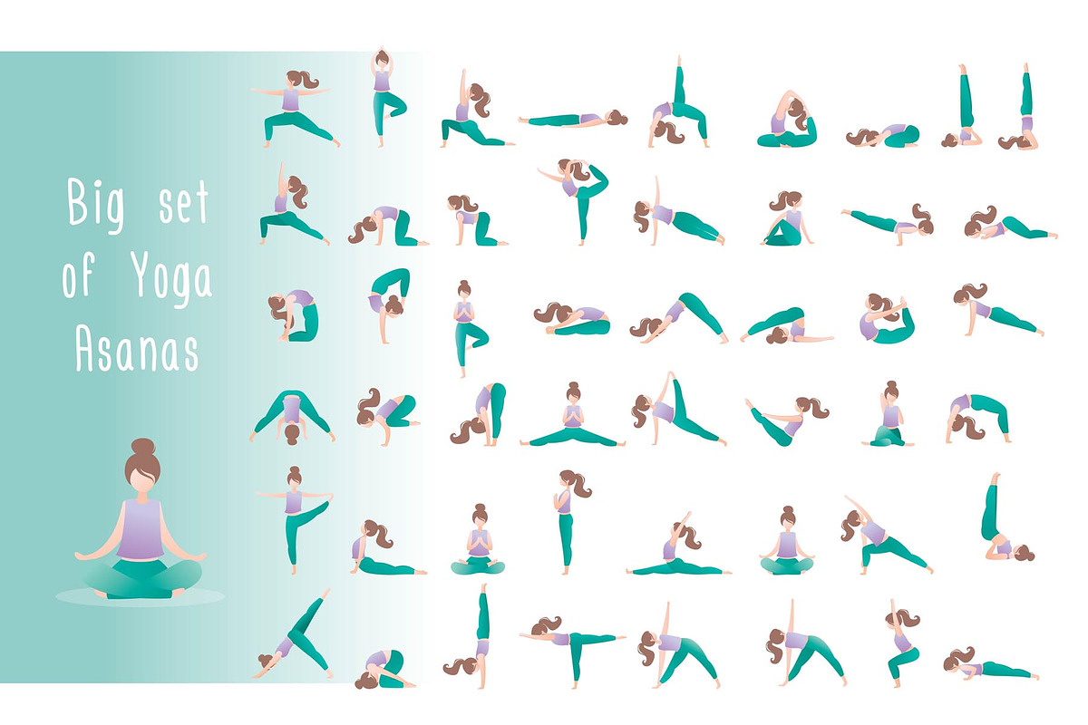 Huge yoga set in trendy style, a Healthcare Illustration by naum_studio (Photo 2 of 6)