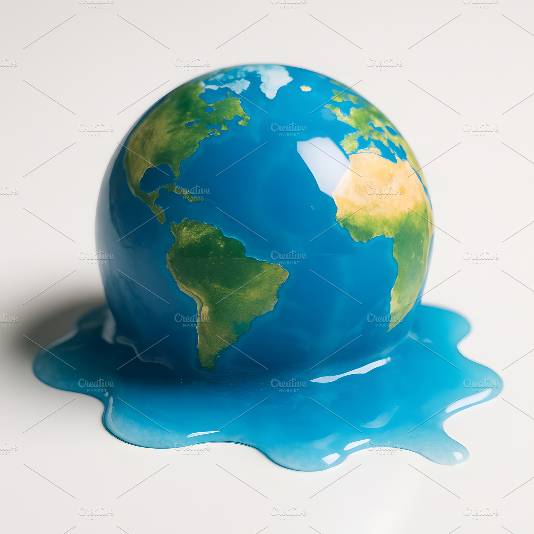 Realistic melting Earth globe shaped like frozen dessert, an Animal Photo by GoodGoods