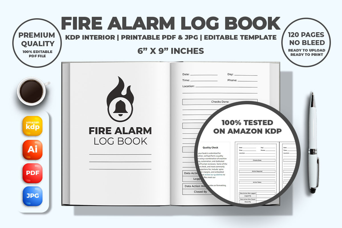 Fire Alarm Log Book KDP Interior, a Templates & Theme by M9 Design (Photo 2 of 3)