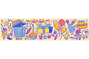 Crayon birthday party pattern on, an Illustration by art PVP - market