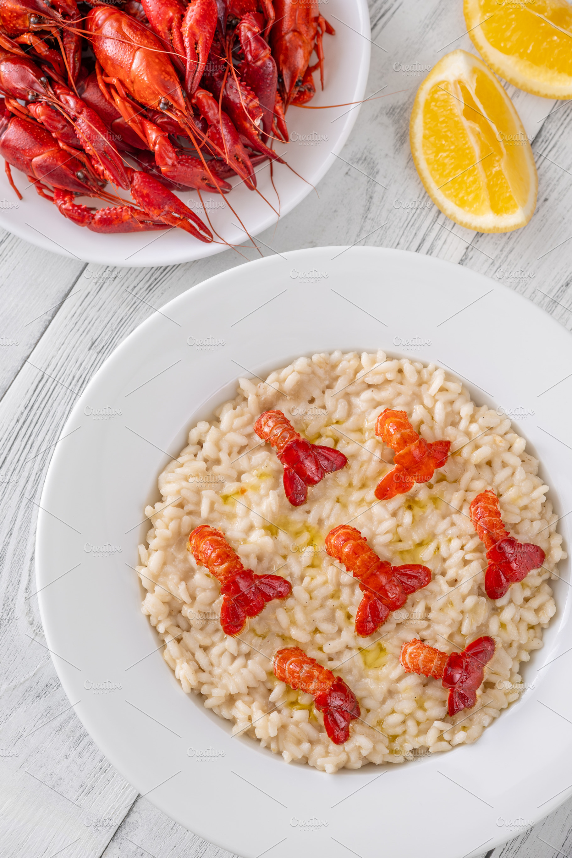 Creamy Italian risotto with crayfish, a Food & Drink Photo by Alexander Prokopenko