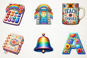 Groovy School Clipart Bundle, Retro, an Illustration by RobertsArt (Thumbnail 7 of 7)