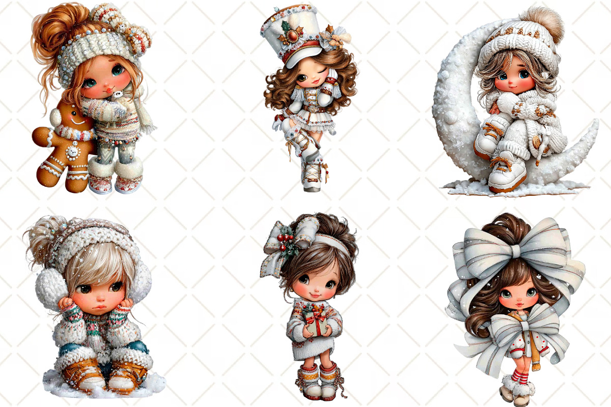 Whimsical Christmas Girls Clipart, an Illustration by Black Bird Studio (Photo 5 of 6)