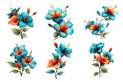 Whimsical spring hibiscus flowers, an Illustration by SinaCreation (Thumbnail 4 of 11)