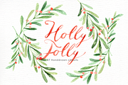 Holly Jolly Watercolor cliparts, a Decorative Illustration by everysunsun (Thumbnail 2 of 5)