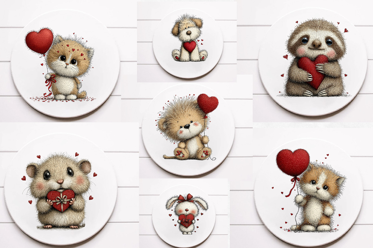 Sweet Valentine's Day Animal Clipart, an Illustration by Designworld (Photo 2 of 6)