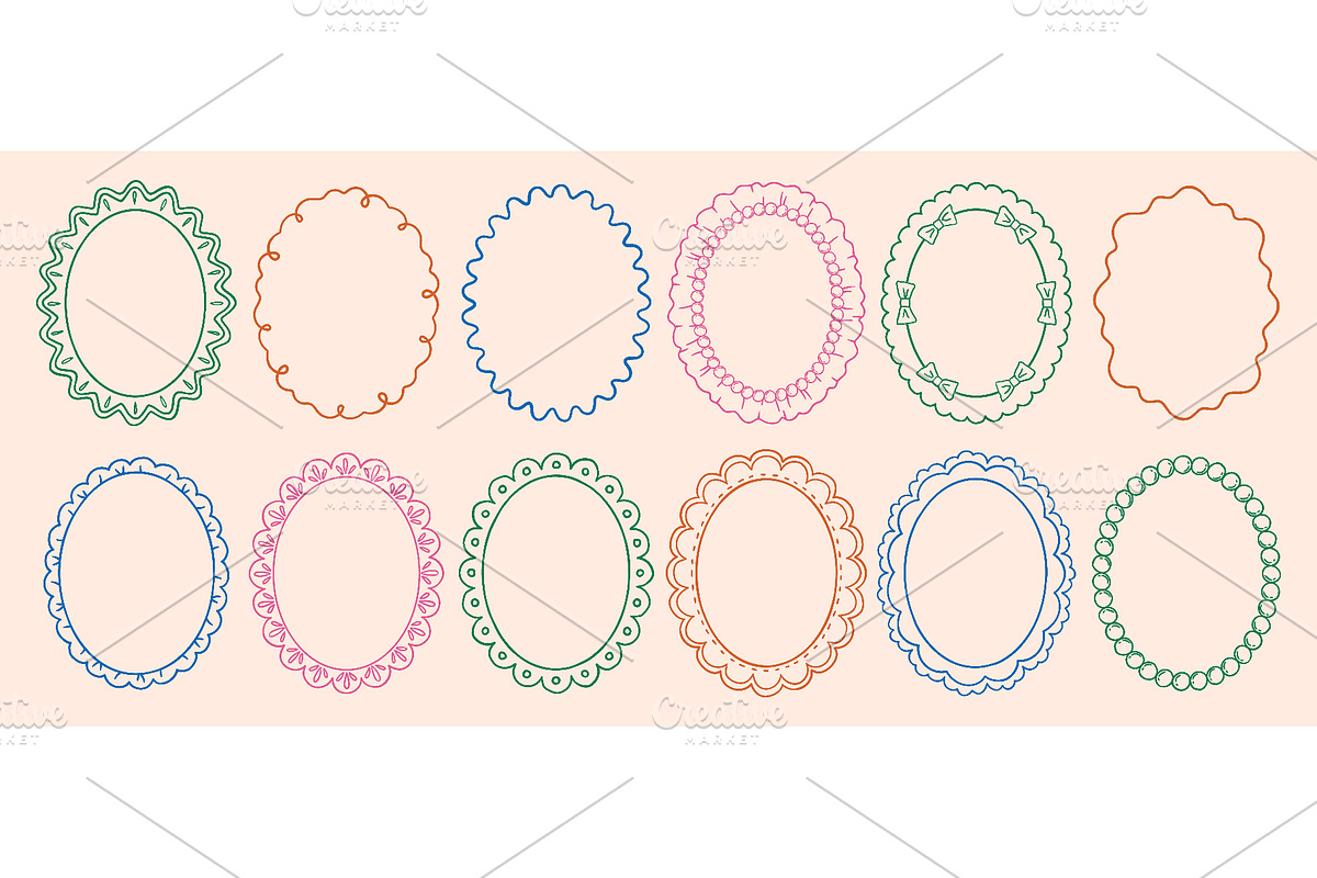 Vintage oval lace frames set, a Decorative Illustration by Ksania