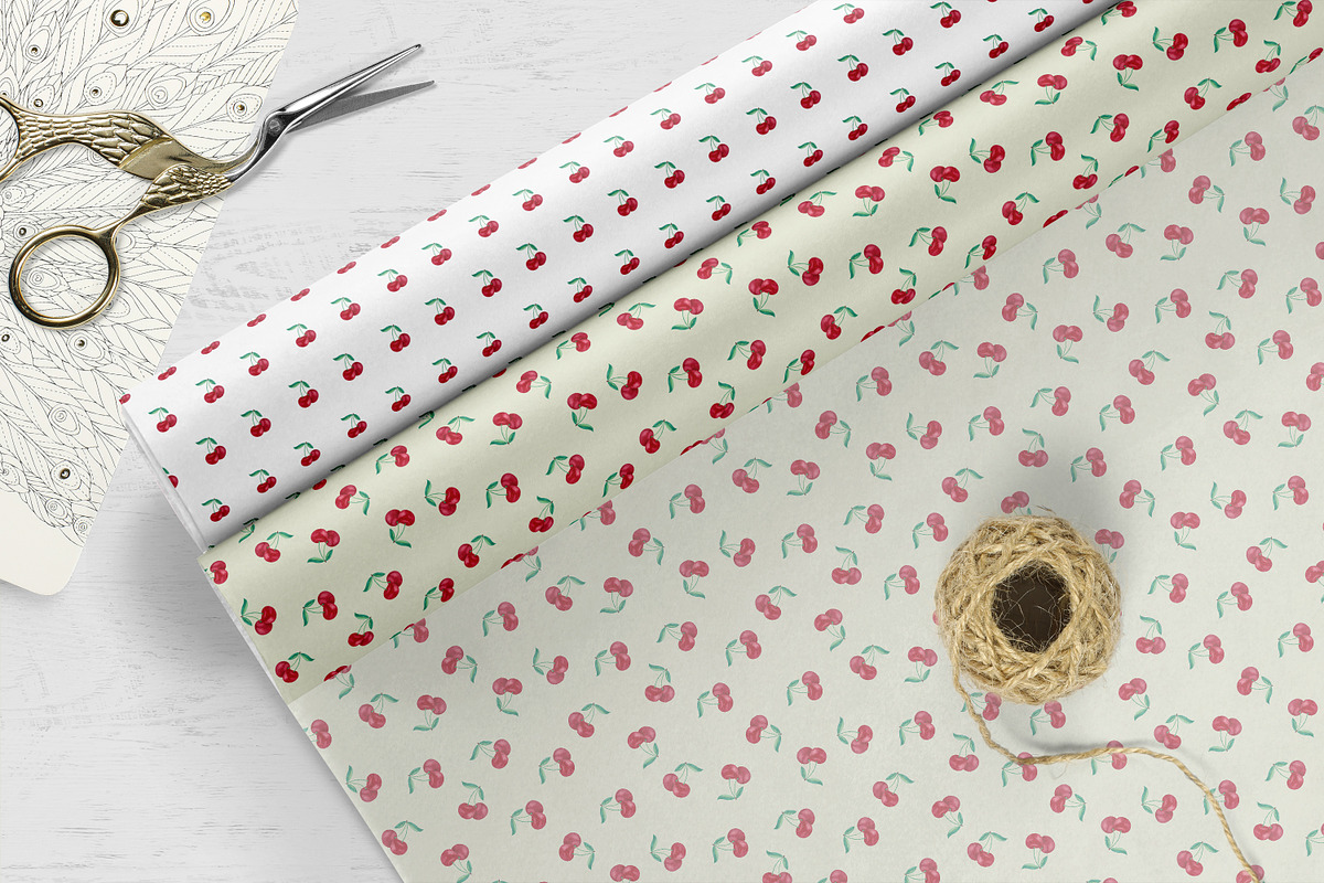 Watercolor Cherries Seamless Pattern, a Pattern Graphic by Oksana Dovhopol Art (Photo 11 of 11)