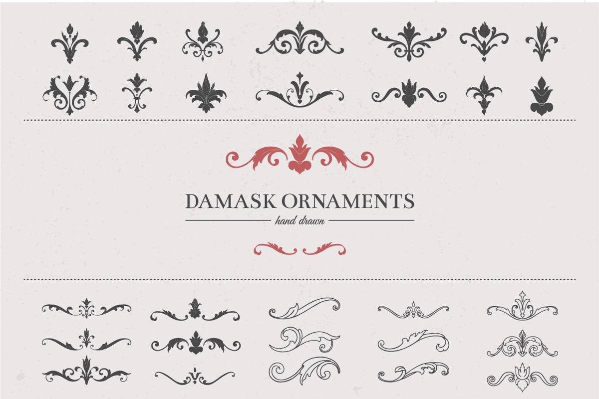 30+ Hand Drawn Damask Elements, a Decorative Illustration by Solana (Photo 1 of 2)