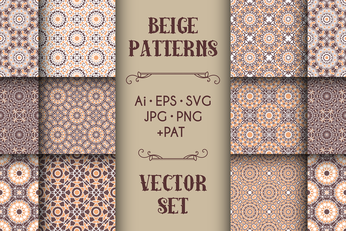 Beige Mosaic Patterns Set, a Pattern Graphic by dacascas (Photo 1 of 10)