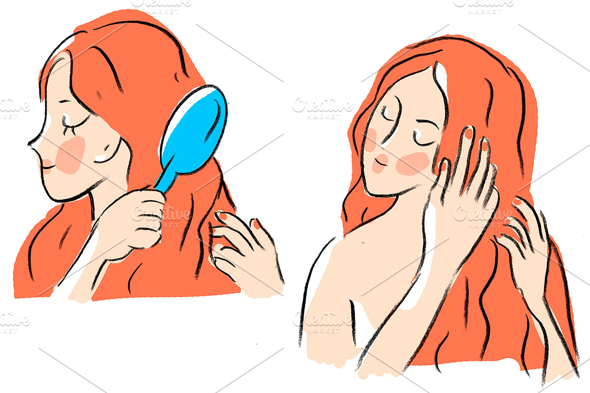 Beauty illustration Combing hair, a Graphic by Melniklenart (Photo 3 of 3)