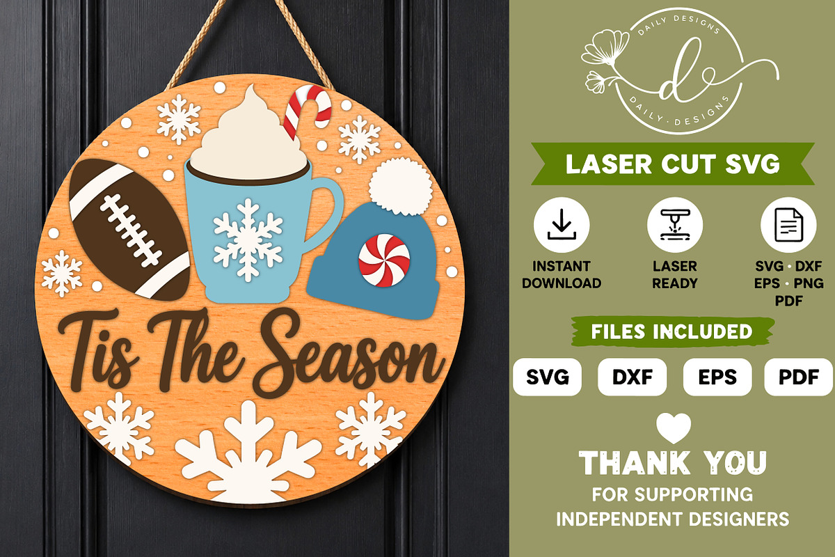 Football and Hot Cocoa Laser Cut SVG, a Work Illustration by Daily.Designs (Photo 2 of 3)