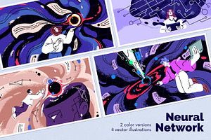 Neural network, AI technology set, a Technology Illustration by Good Studio