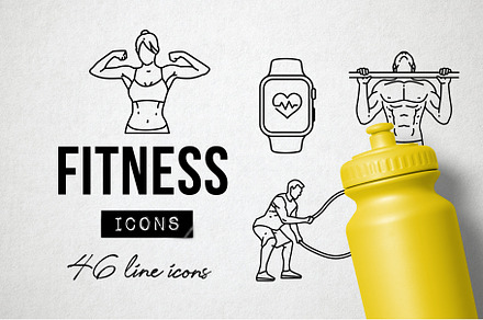 46 Fitness Icons - Exercise, Sports, an Icon by Hatch Design Workshop