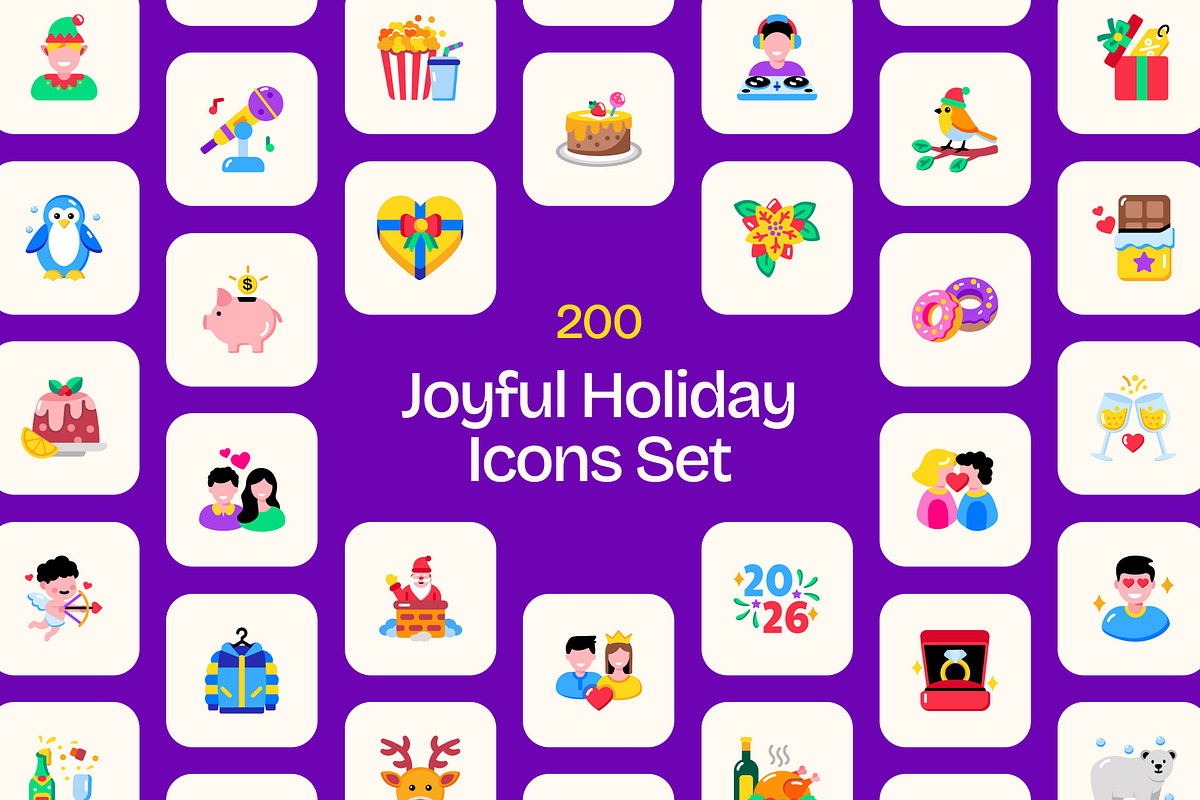 Animated Joyful Holiday Icon Set, an Emoji Icon by Prosymbols (Photo 1 of 5)