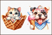 Funny Dog and Cat Love Ice Cream Cli, an Illustration by Sublimation Artist (Thumbnail 3 of 6)