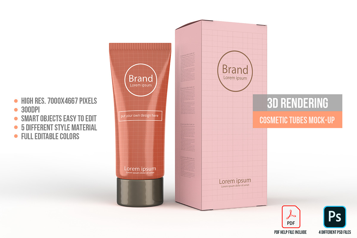 3D Rendering Cosmetic Tubes Mock-up, a Packaging Mockup by graystudio (Photo 49 of 50)