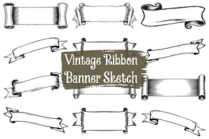 Antique Sketch Ribbon Collection, an Illustration by jahid234