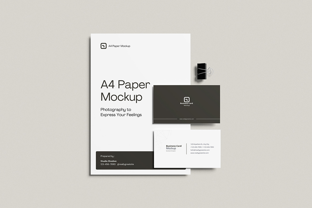 A4 Paper & Business Card Mockup, an Advertising Mockup by swsi-studio (Photo 5 of 5)