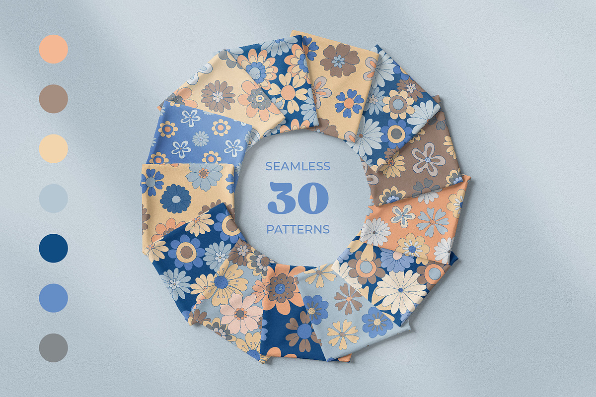 Trendy Retro Floral Patterns, a Pattern Graphic by Tiger and Flower (Photo 6 of 20)