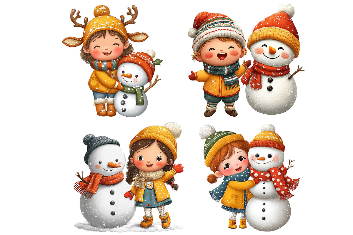 Christmas Girl with Snowman PNG, an Illustration by Craft Nest (Photo 7 of 11)