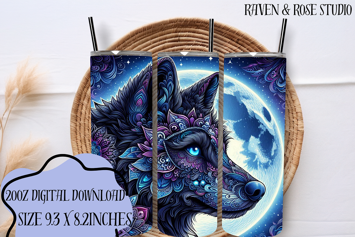 Mandala Wolf 20oz - Pack of 6, an Animal Illustration by Raven&RoseStudio (Photo 3 of 7)