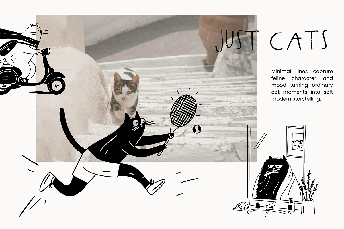 Just Cats: Daily Life Pack, an Animal Illustration by Veyla (Photo 4 of 10)