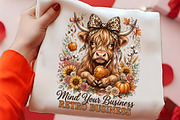 Fall Highland Cow Halloween PNG, a Seasonal Illustration by CrexoraLab (Thumbnail 2 of 4)