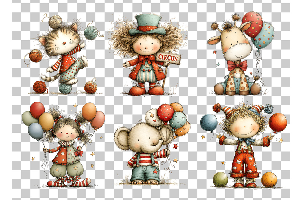 Circus Kids and Animals Clipart, a Person Illustration by Nicolle's Colorful Art (Photo 6 of 12)