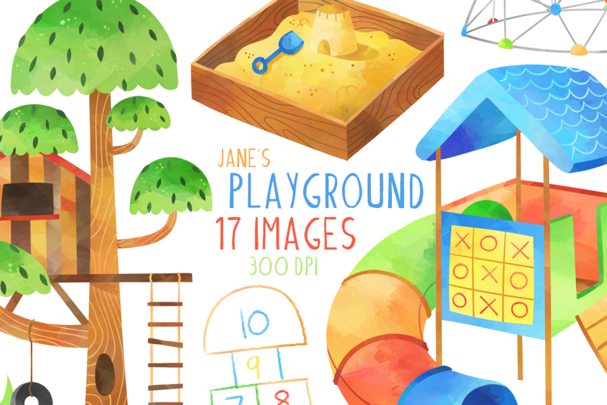 Watercolor Playground Clipart, an Education Illustration by DigitalArtsi (Photo 1 of 3)